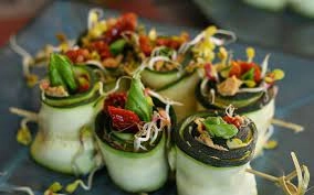Vegan Feta, Sundried Tomato And Zucchini Rolls