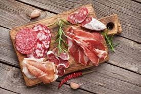 Italian Antipasto Served With Mixed Italian Charcuterie, Tomato Sundries, Artichokes In Oil And Green Olives And Garlic Bread Slice