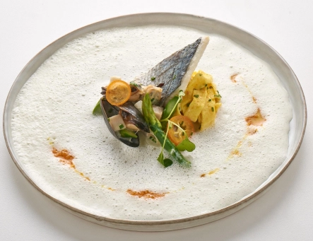 Poached Sea Bream In A Lemongrass Braisage, Scallops And Cornish Crab