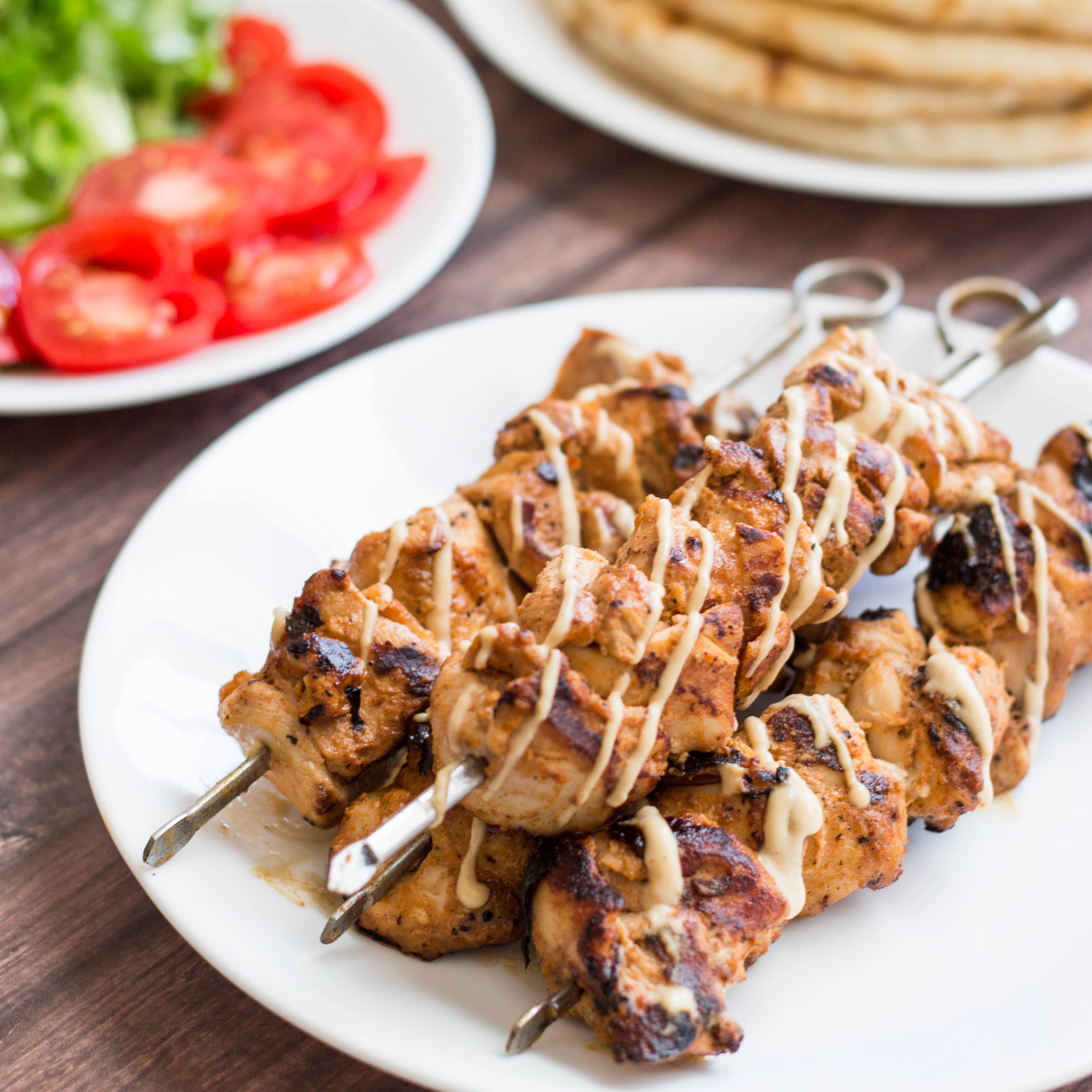 Chicken Skewers In Tahini Sauce