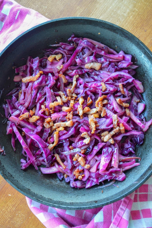 Sautéed Red Cabbage With Crispy Bacon.