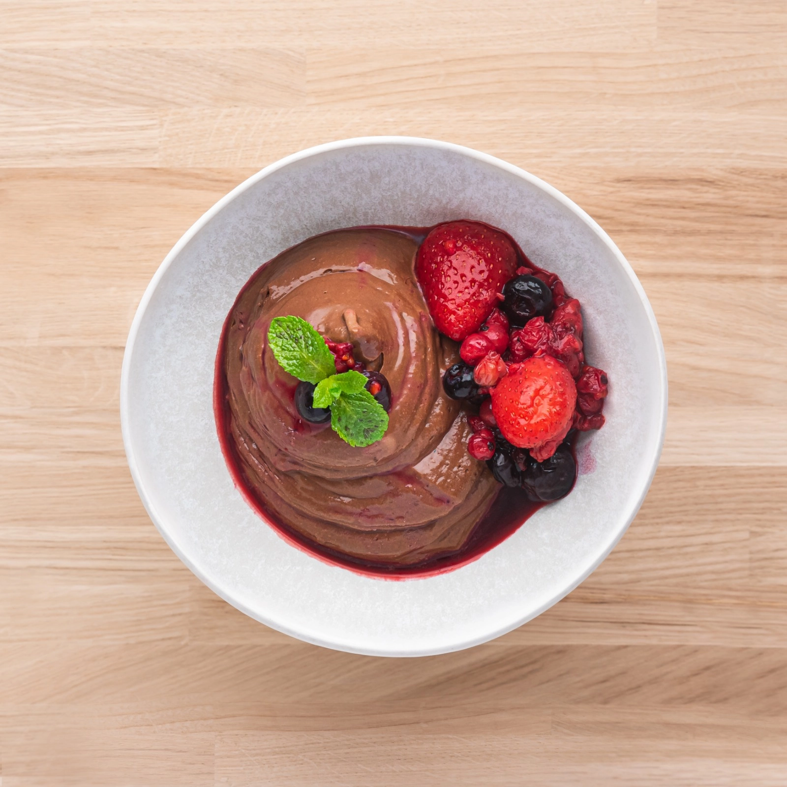 Chocolate Duet Mousse With Berry Compote (V)