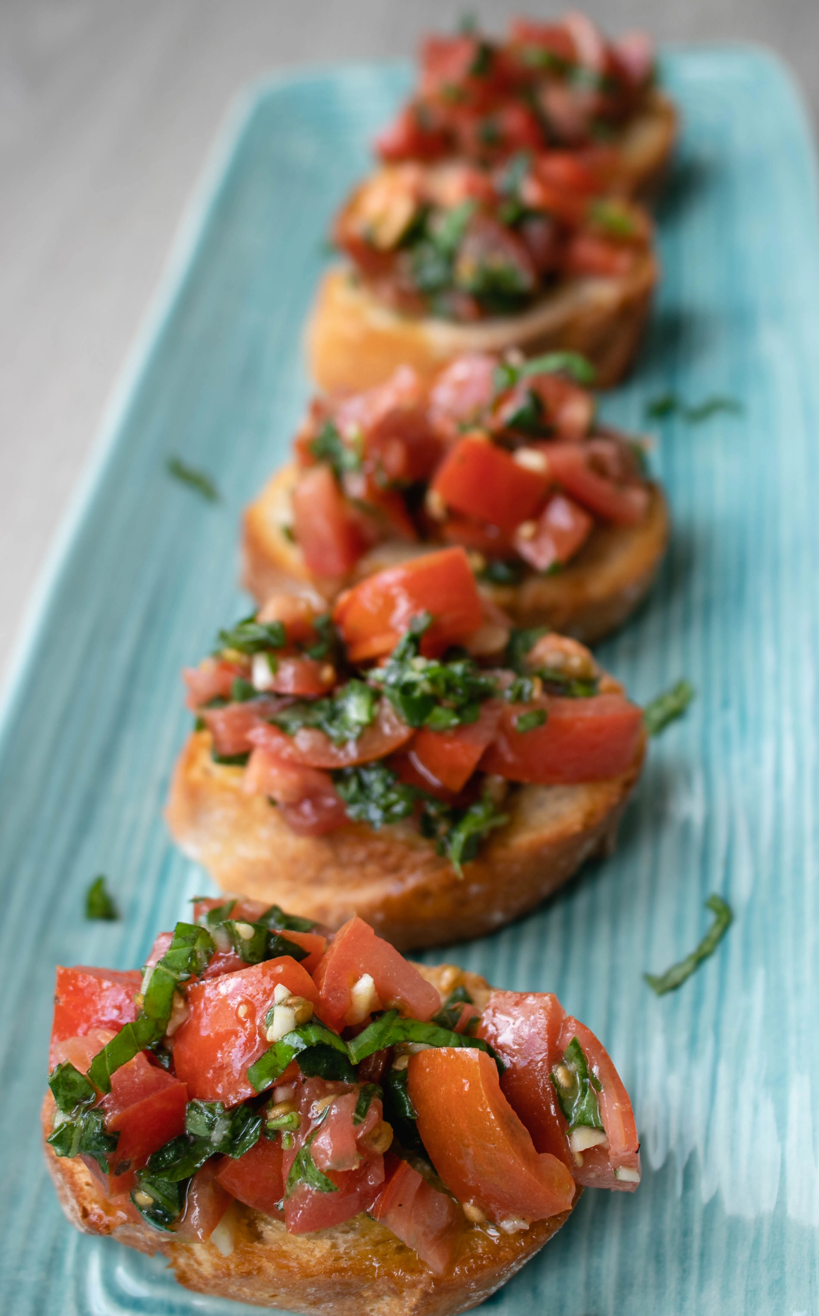 Tomato Basil Bruschetta Topped With Balsamic Glaze (V/Ve)