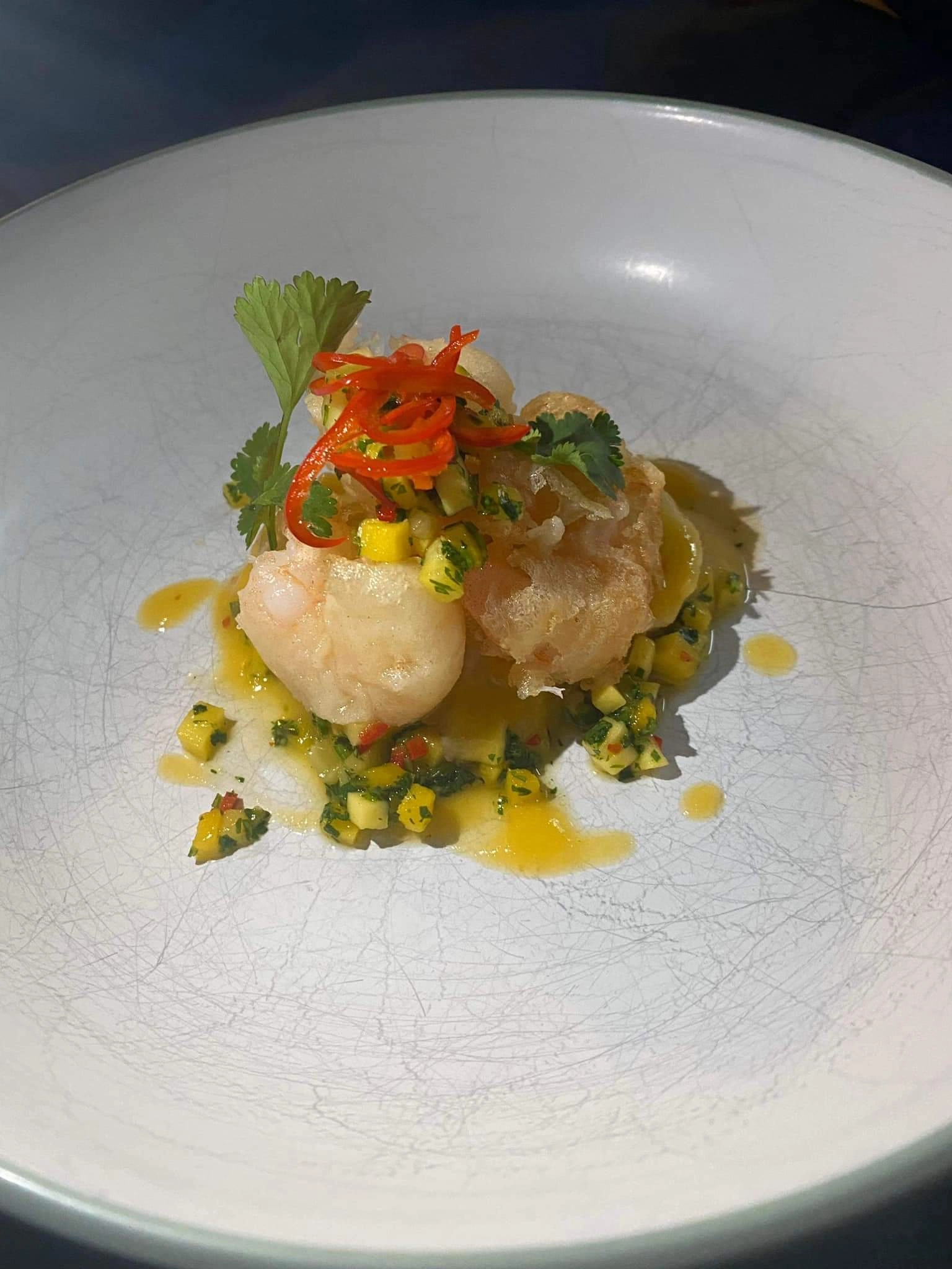 Mango & Lime Prawn Ceviche, Chilli Tempura Prawns And Mango-Coriander Salsa