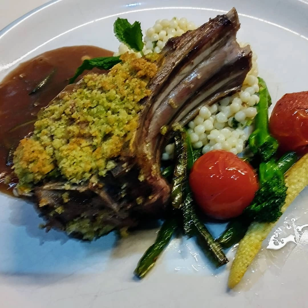 Lamb Chops, Herb & Mustard Crust, Lamb Jus