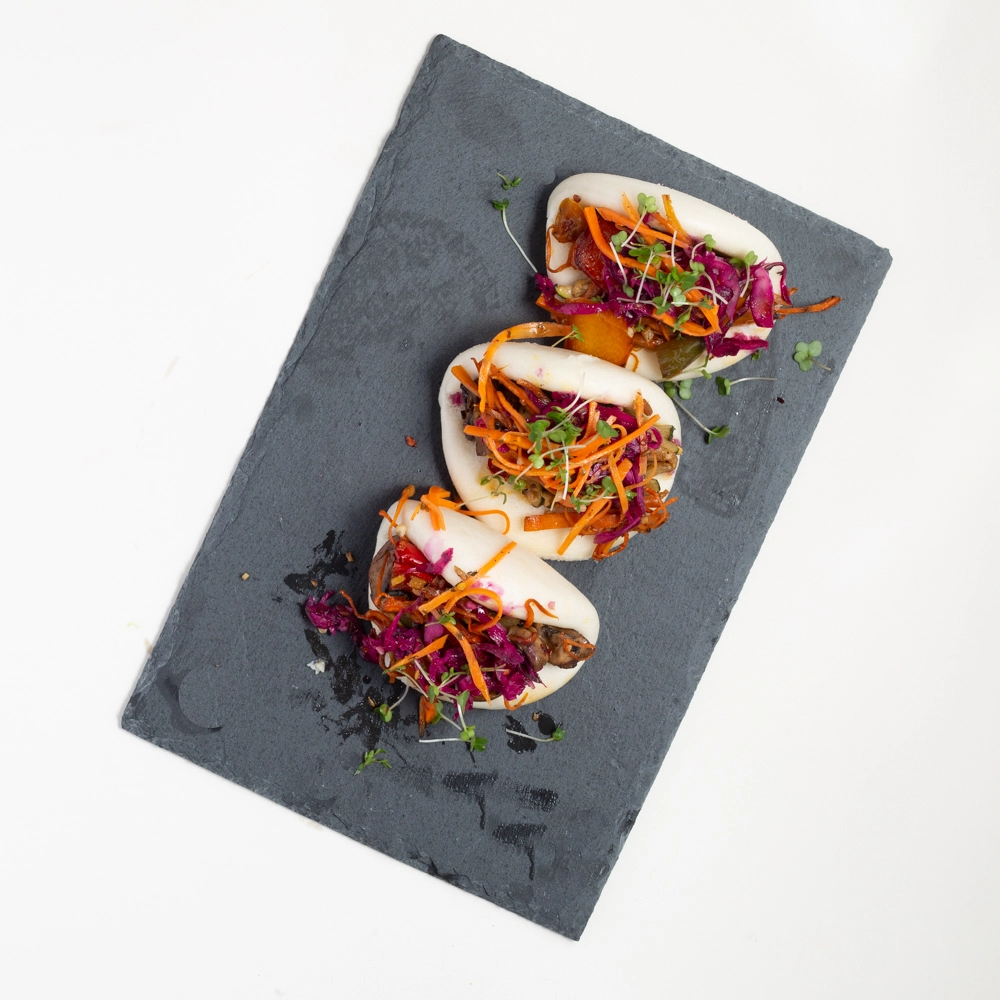 Stick Pork, Teriyaki Chicken Or Stir Fry Vegetable Bao Buns
