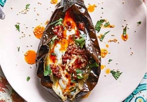 Roasted Whole Aubergines With Yogurt And Harissa (V/Ve)