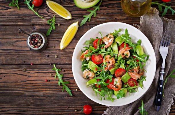 Garden Salad With Sauté Prawns