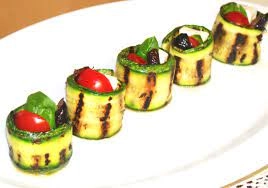 Zucchini Rolls With Cherry Tomato And Vegan Cheese (Gf) (Vegan)