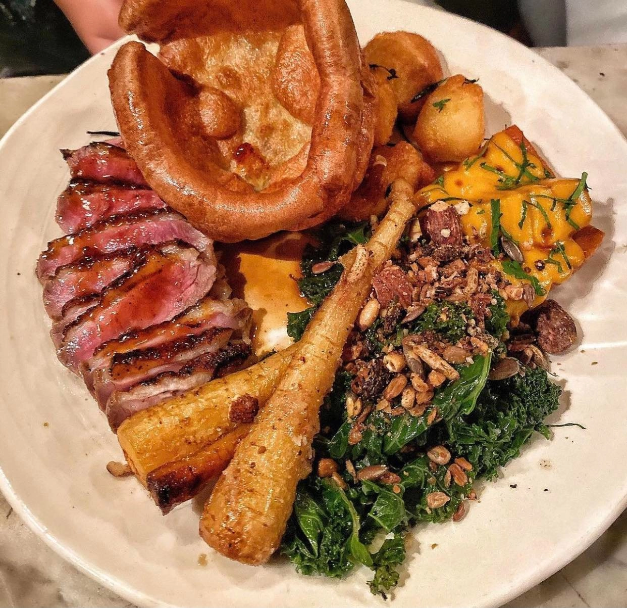 Roast Rump Of Beef, Braised Ox Cheek, Horseradish Sauce
