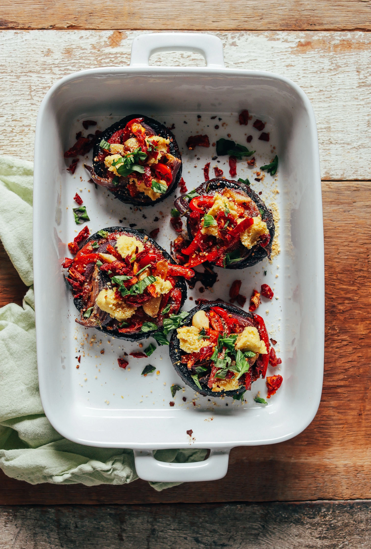 Balsamic Glazed Portobello 'Pizzetas' With Almond 'Permesan'