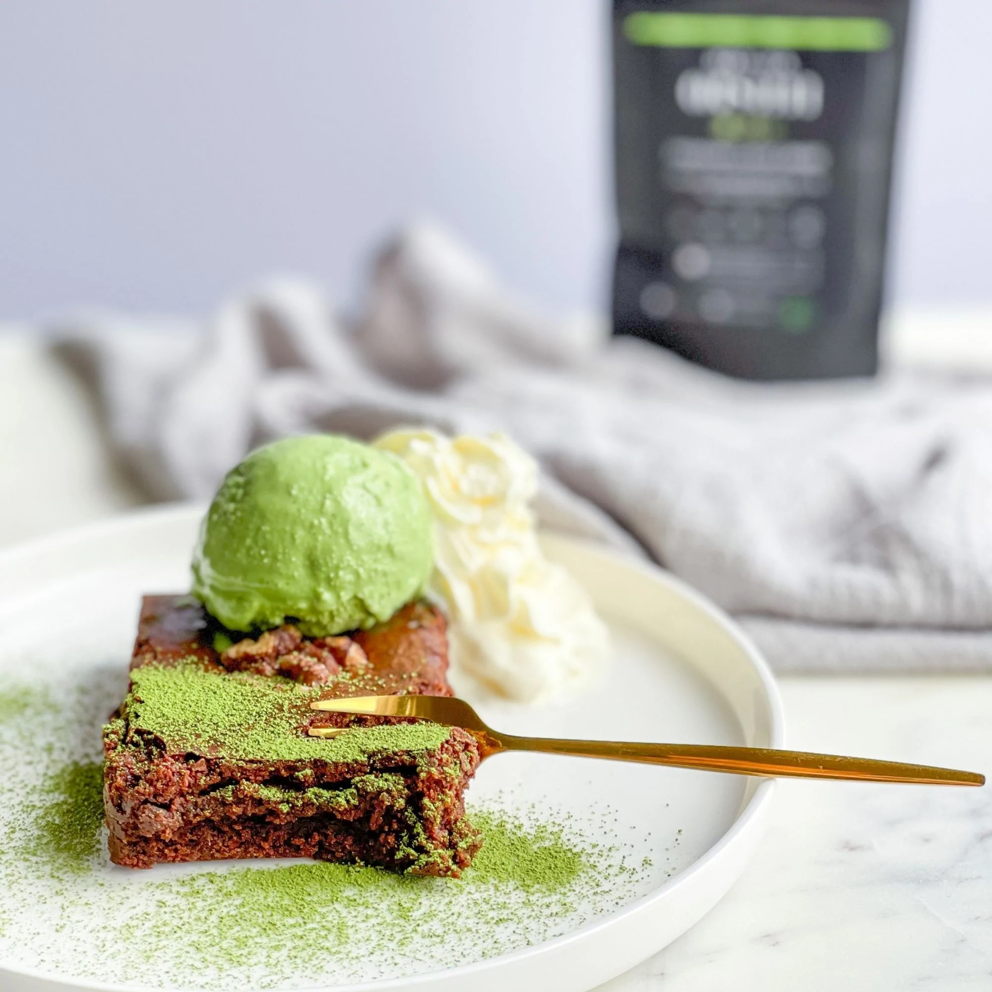 Deluxe Brownies With Green Tea Ice-Cream (V) (Most Popular)