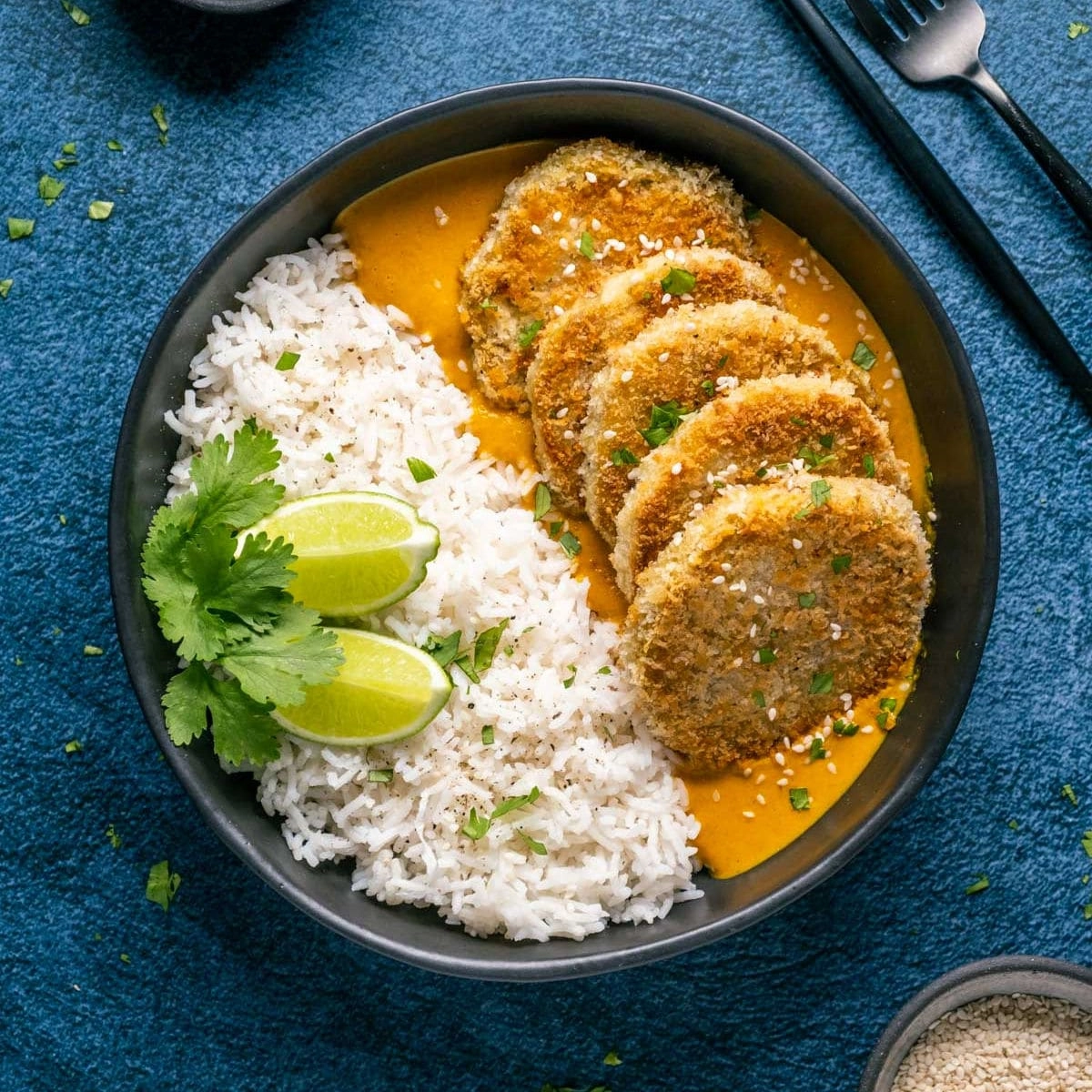 Aubergine Katsu Curry With Steamed Rice (V)