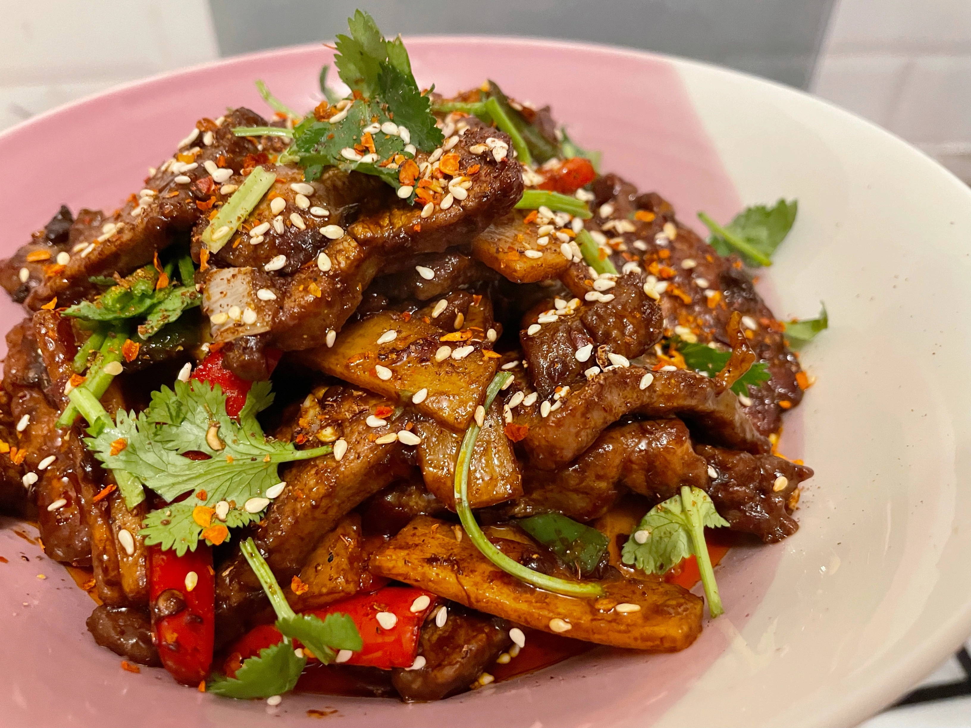 Hunan Spicy Beef With Bamboo Shoot, Chilli And Coriander