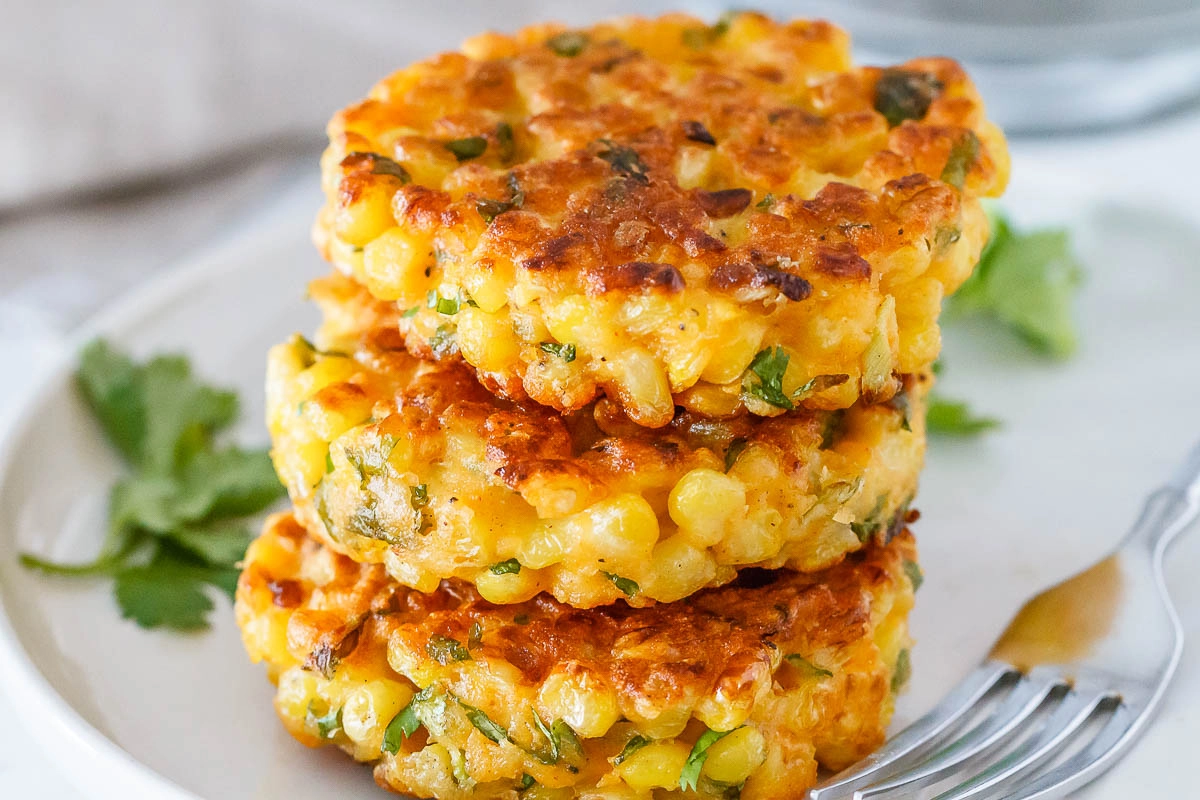 Sweetcorn Fritters With Yoghourt & Chives Sauce