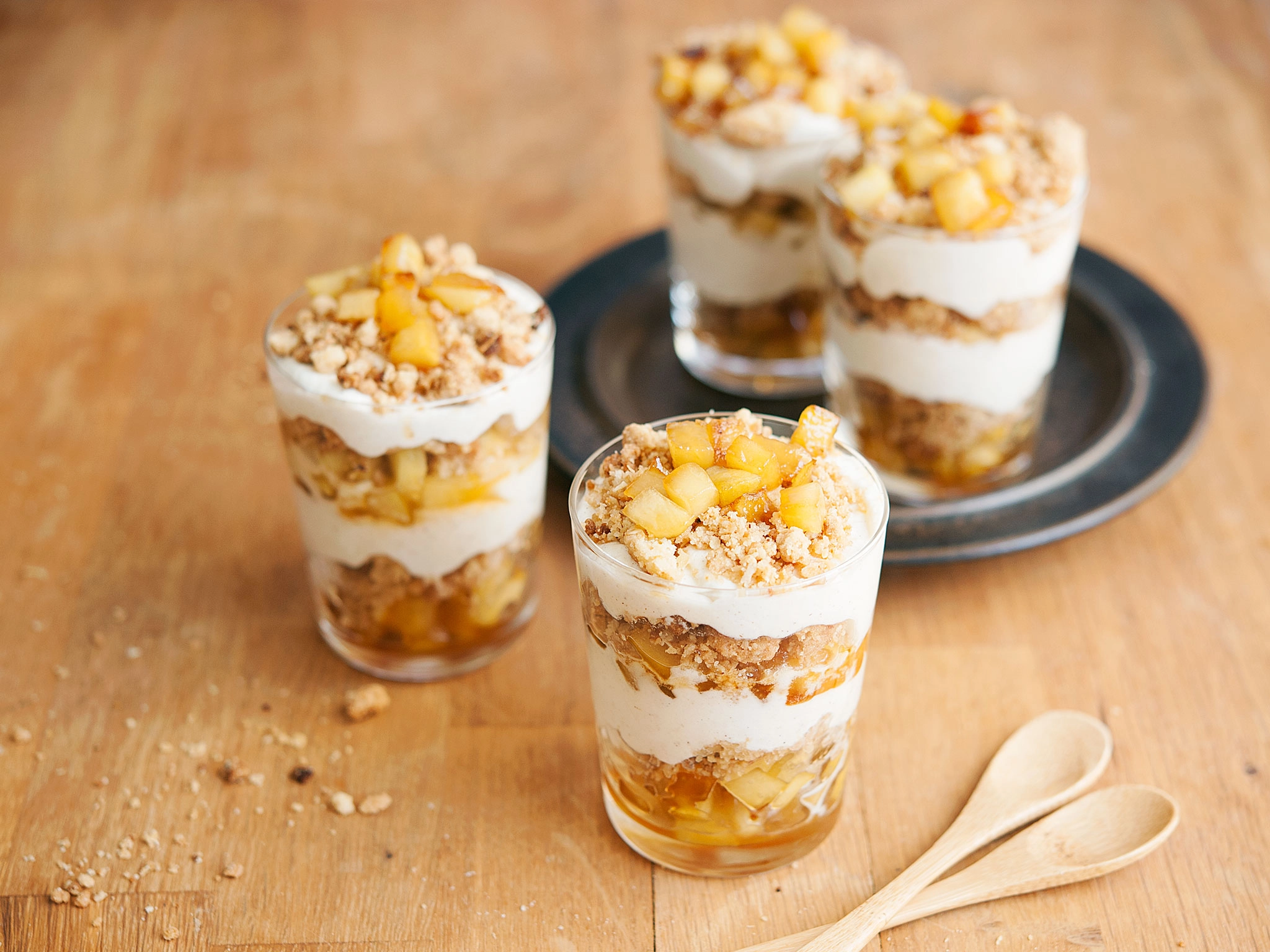 Cinnamon Crumble, Apple, And Yogurt Dessert Spoon