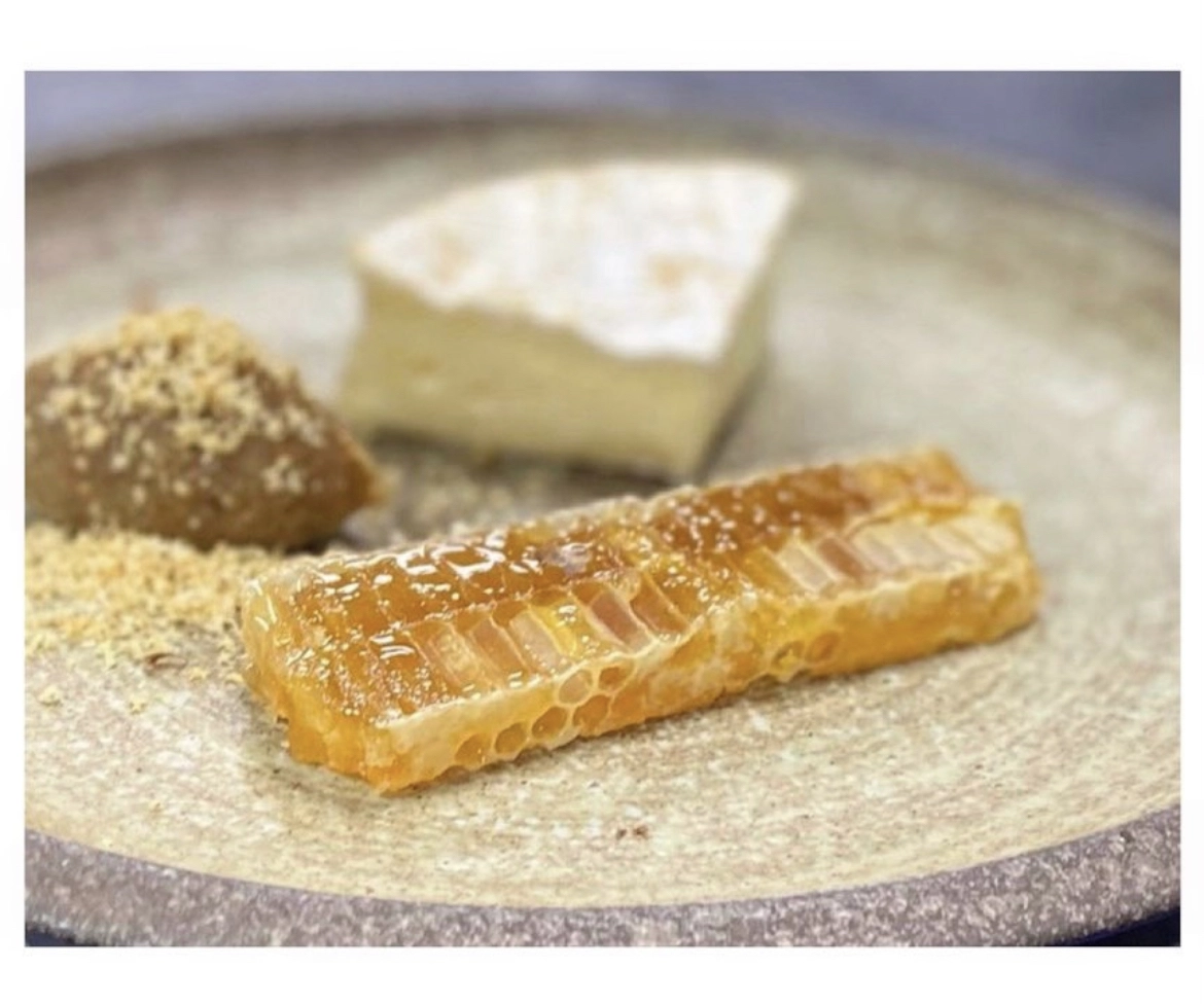 Seasonal Cheese - Hazelnut Condiment - Handcut Honey - Crackers
