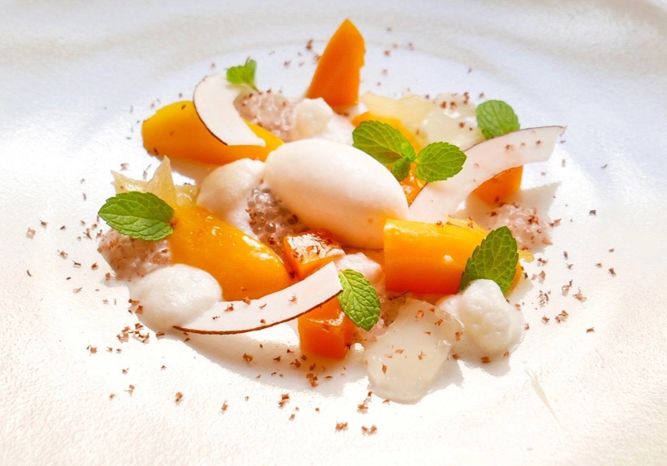 Coconut Tapioca, Minted Mango, And Cacao With A Lime Jelly