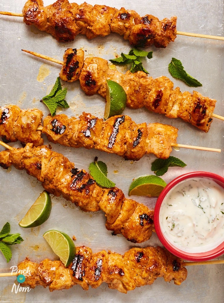 Tandoori Chicken Skewers With Mint And Lime Raita 