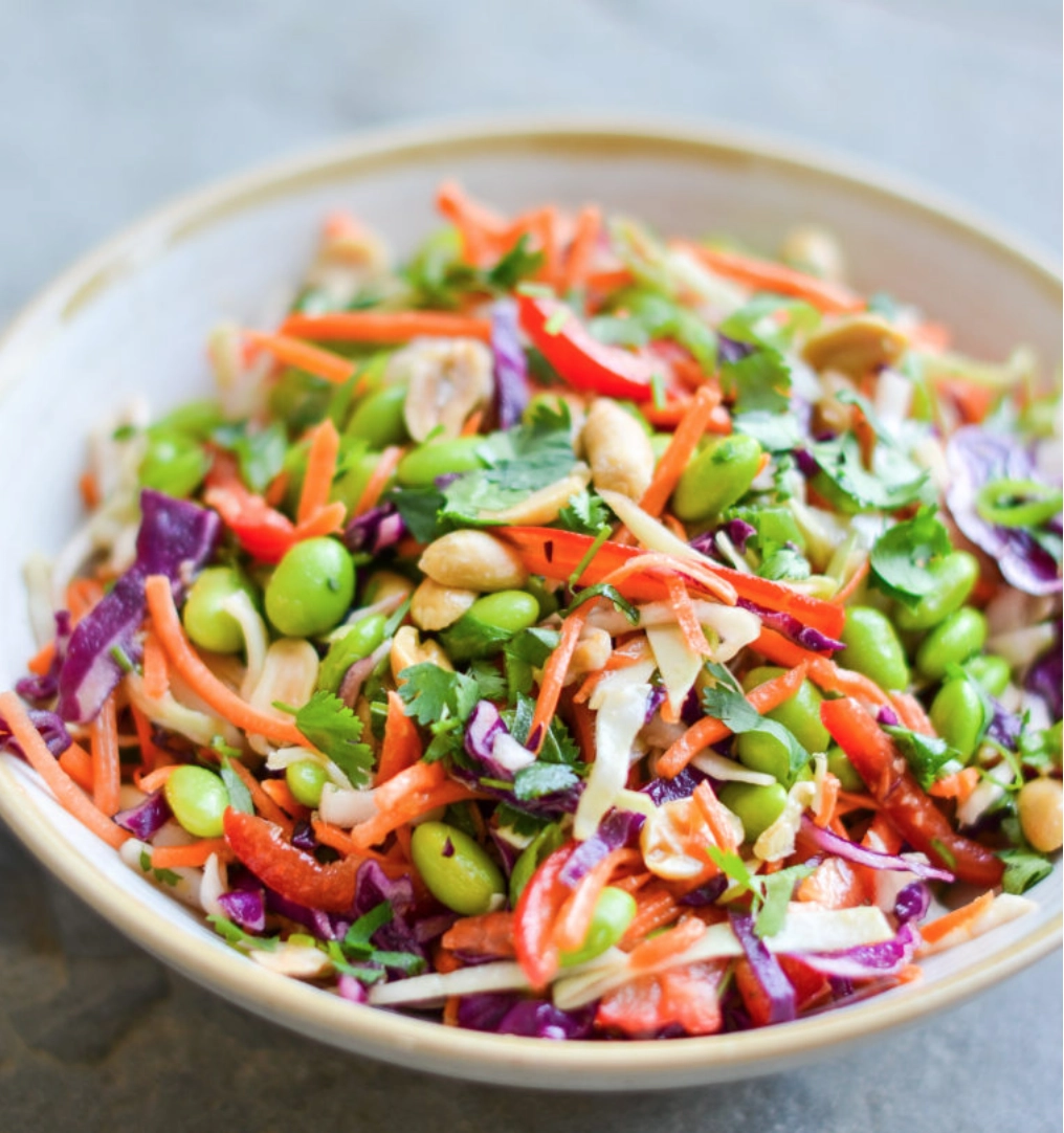 Asian Slaw With Ginger And Peanut Dressing