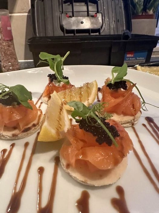 Smoked Salmon & Cream Cheese Roses Topped With Caviar 