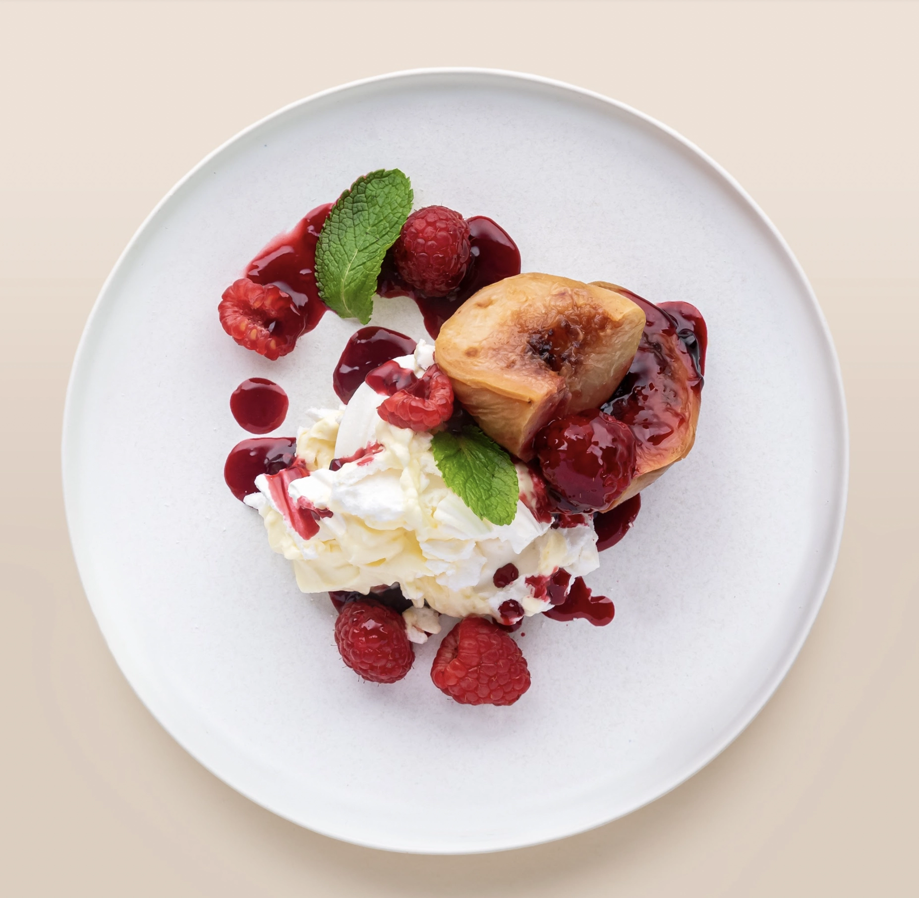 Raspberry & Peach Melba Mess