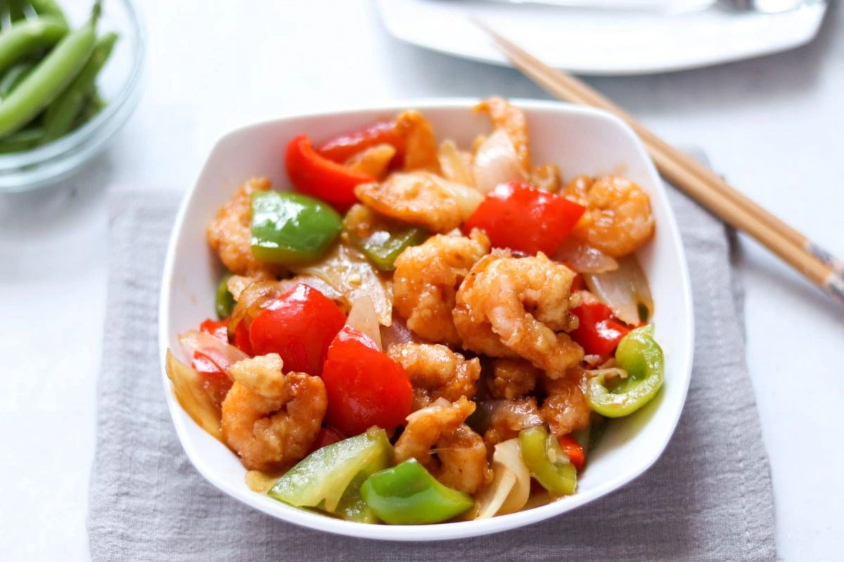 Sweet And Sour Prawns With Steamed Rice