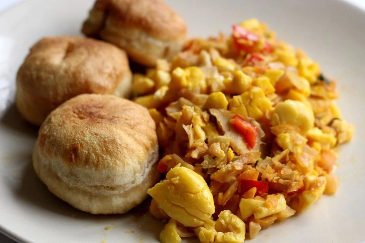 Ackee And Saltfish Served With Fried Dumplings