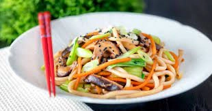 Yaki Udon Noodles With Pak Choi & Mushrooms  (Vegan)
