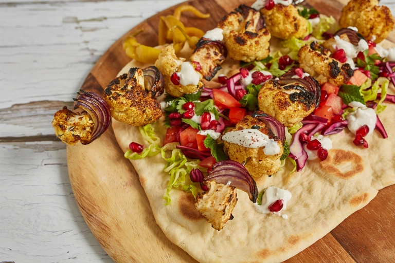 Cauliflower Shawarma Wrap With Smokey Yoghurt (V)