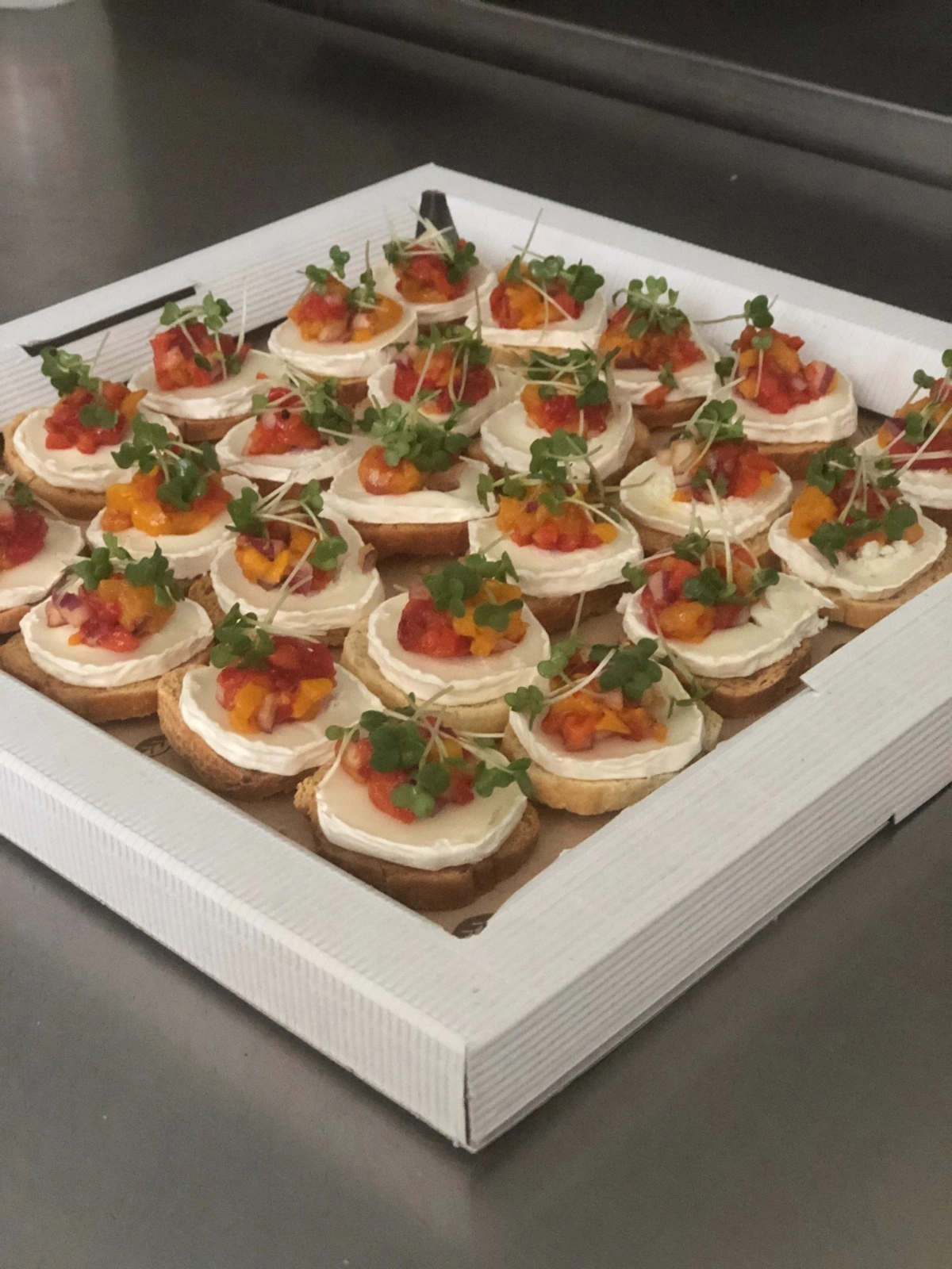 Mini Bruschetta With Red And Yellow Pepper