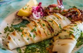 Grilled Squid Served With Crunchy Artichoke