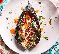 Roast Aubergine With Yogurt And Harissa