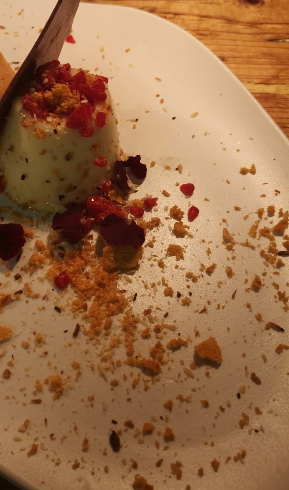 Fragelico Panna Cotta, Dark Chocolate Soil, Poached Blueberries