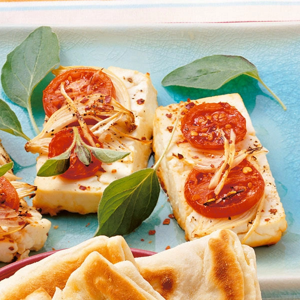 Baked Dop Feta With Evo Tomatoes & Peppers (V) (‘Feta Fournou’)
