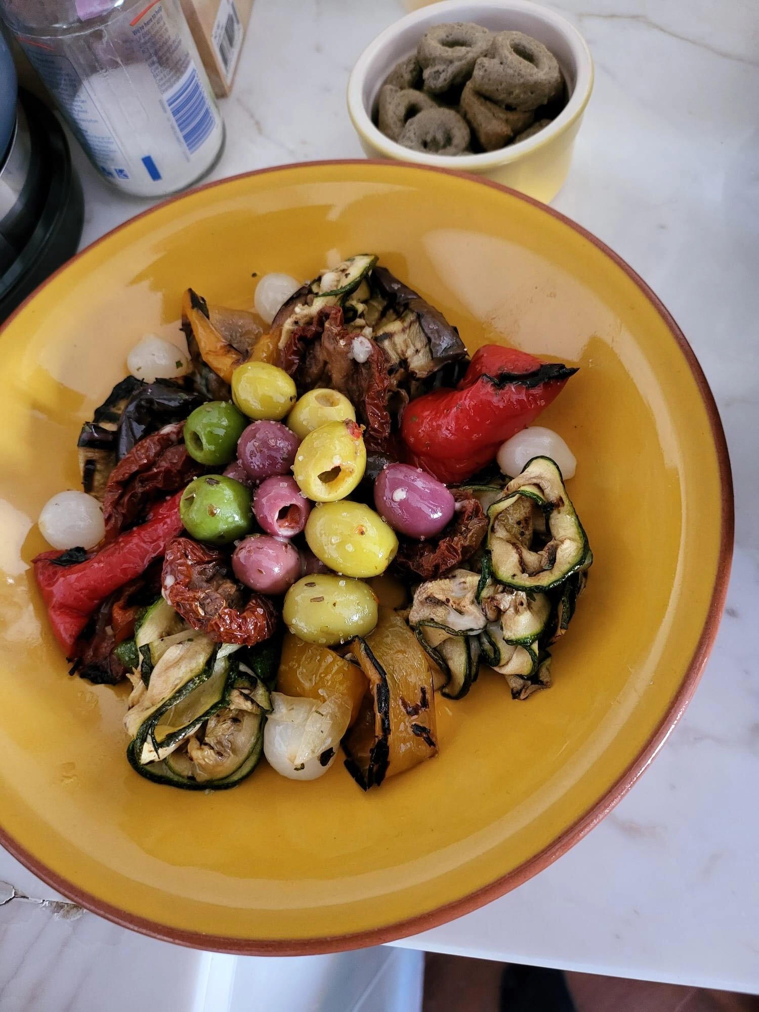 Italian Fresh Antipasto (Grilled Courgette, Pickled Vegetables, Mix Olives, Tarallini) (V/Ve)