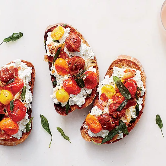 Ricotta And Roasted Tomato Bruschetta With Pancetta