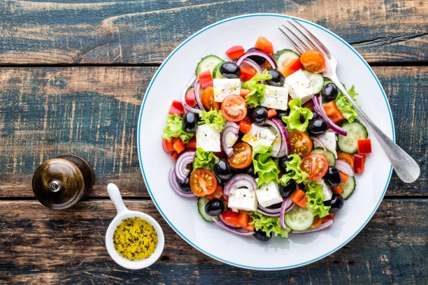 Classic Greek Salad With Feta Cheese. (V)