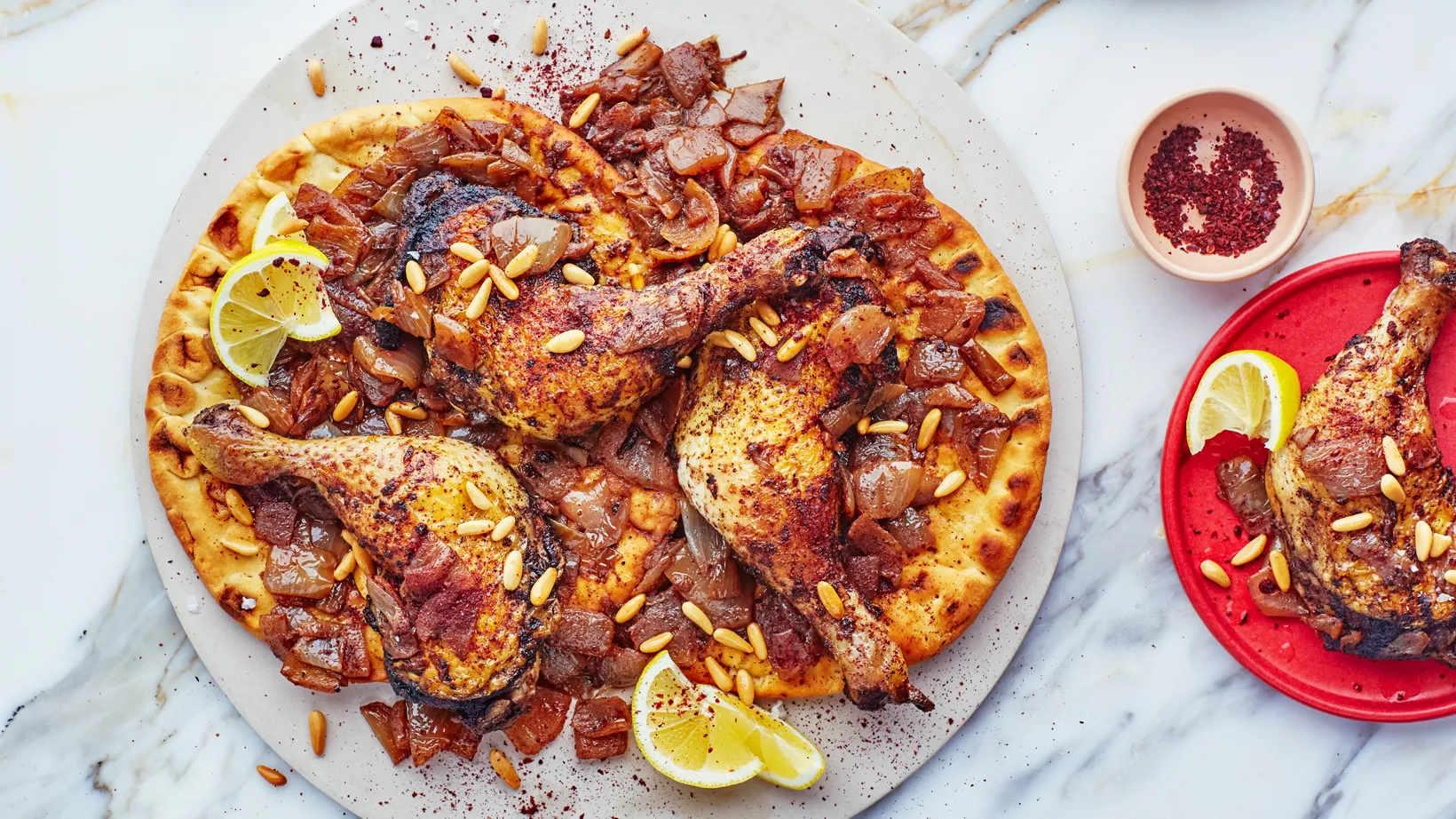 Chicken Musakhan On Top Of Flatbread.