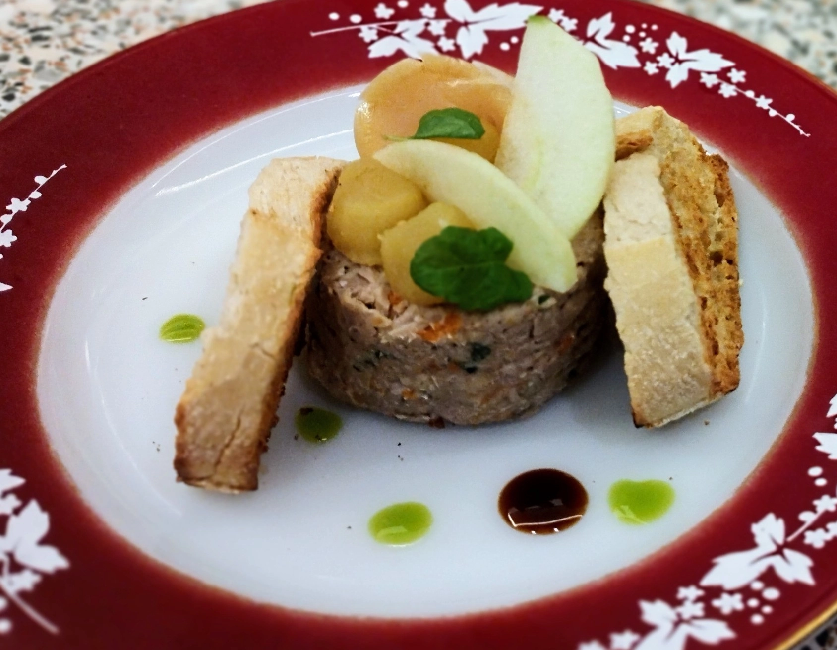 Ham Hock Terrine, Trio Of Apples, Melba Toast