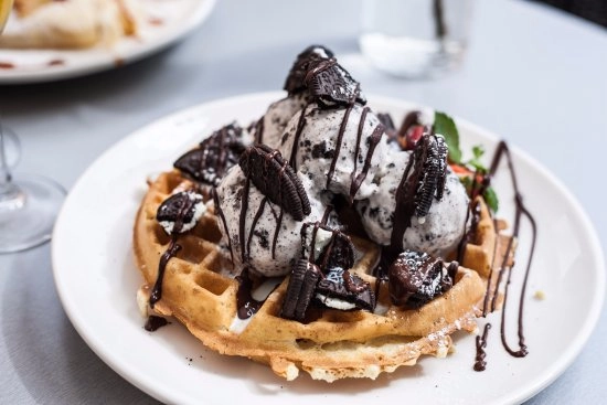 Oreo Belgian Waffles And Ice Cream