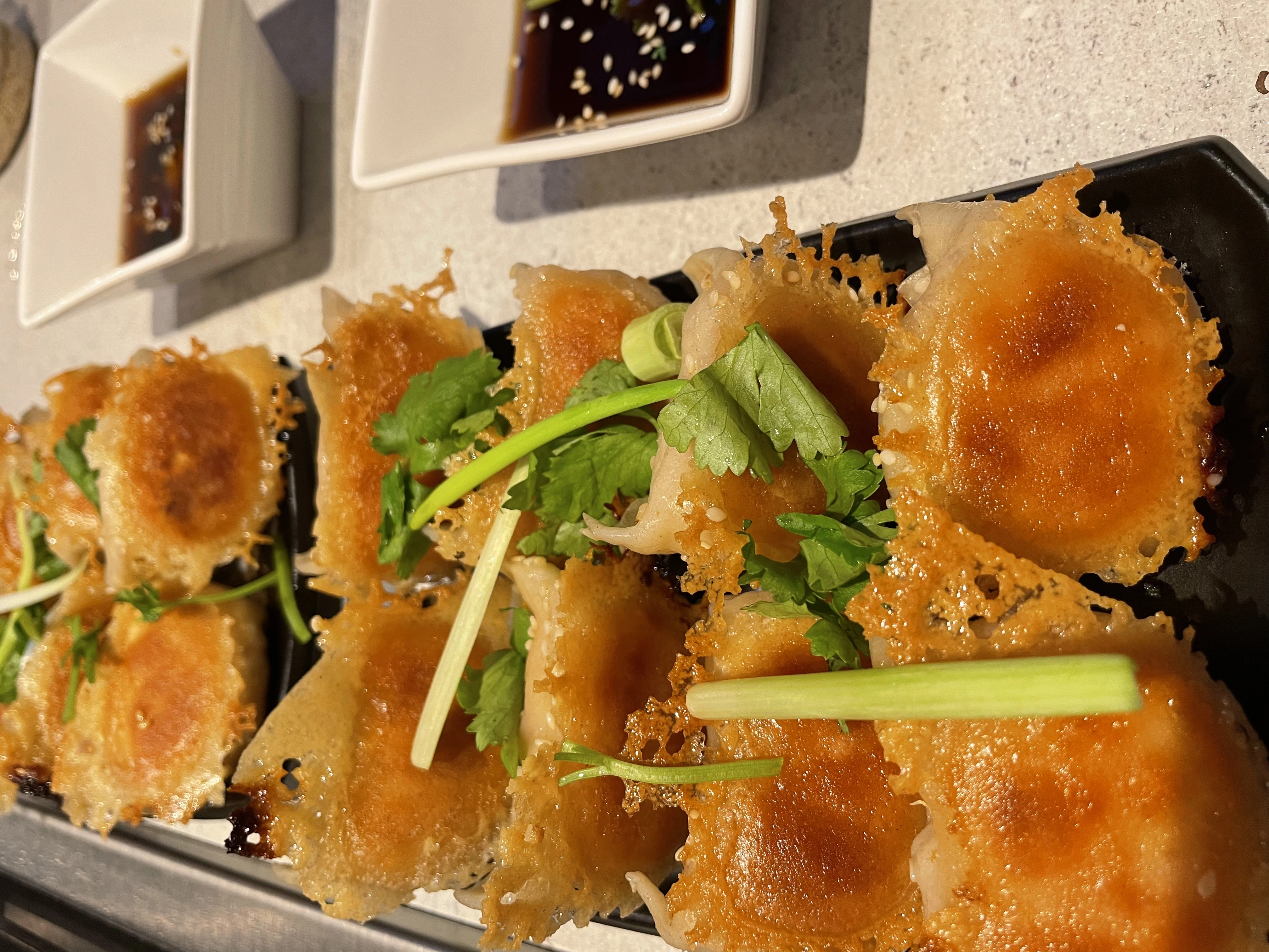 Pork And Celery Crispy Dumpling With Vinegar Dipping Sauce