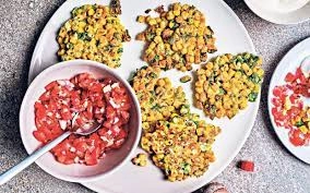 Caribbean Sweetcorn Fritters With Tomato Salsa (V)
