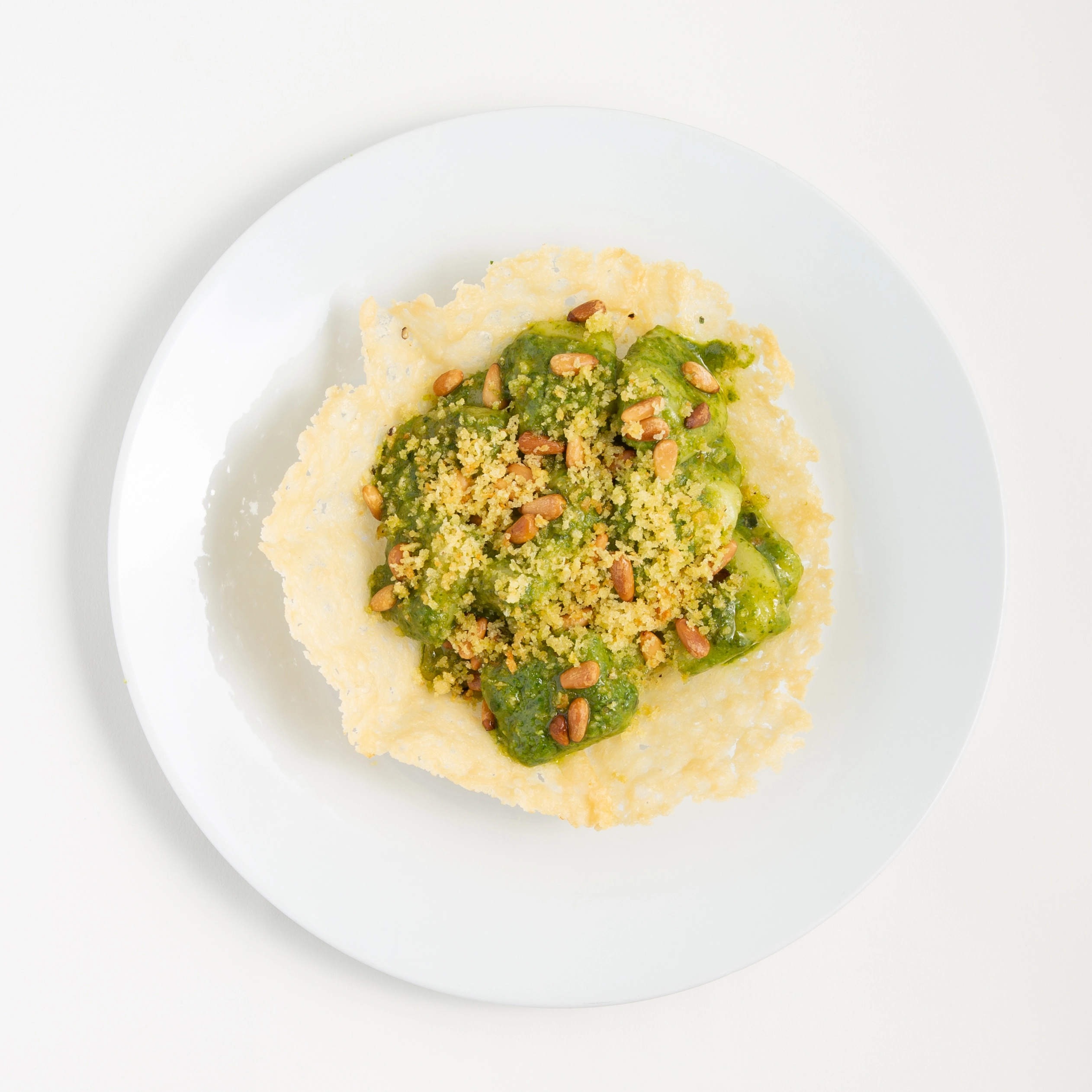 Homemade Potato Gnocchi With Basil Pesto, Toasted Pinuts (V)