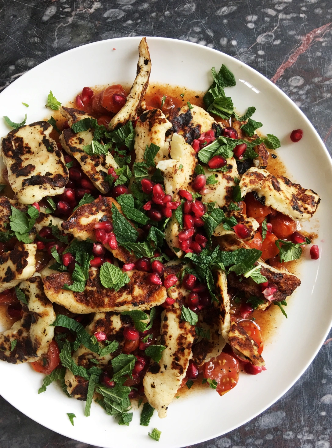 Beetroot, Halloumi, Pomegranate And Dill Salad (V)