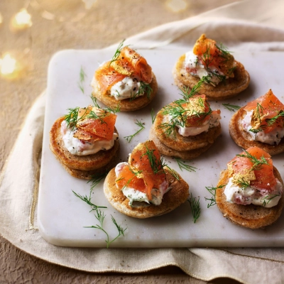 Smoked Salmon Blinis With Horseradish Creme Fraiche