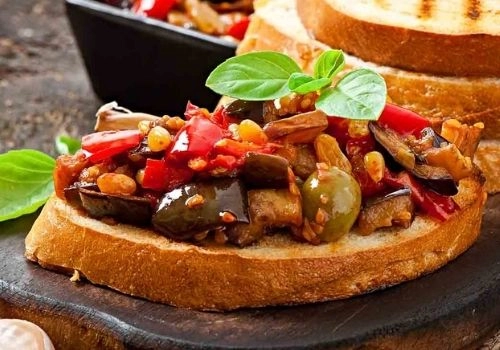 Aubergine Caponata Bruschetta