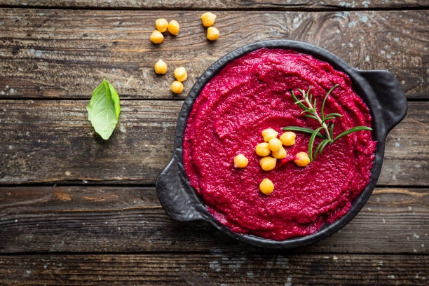 Beetroot Hummus Puy Lentils And Aubergine Harissa (Ve)