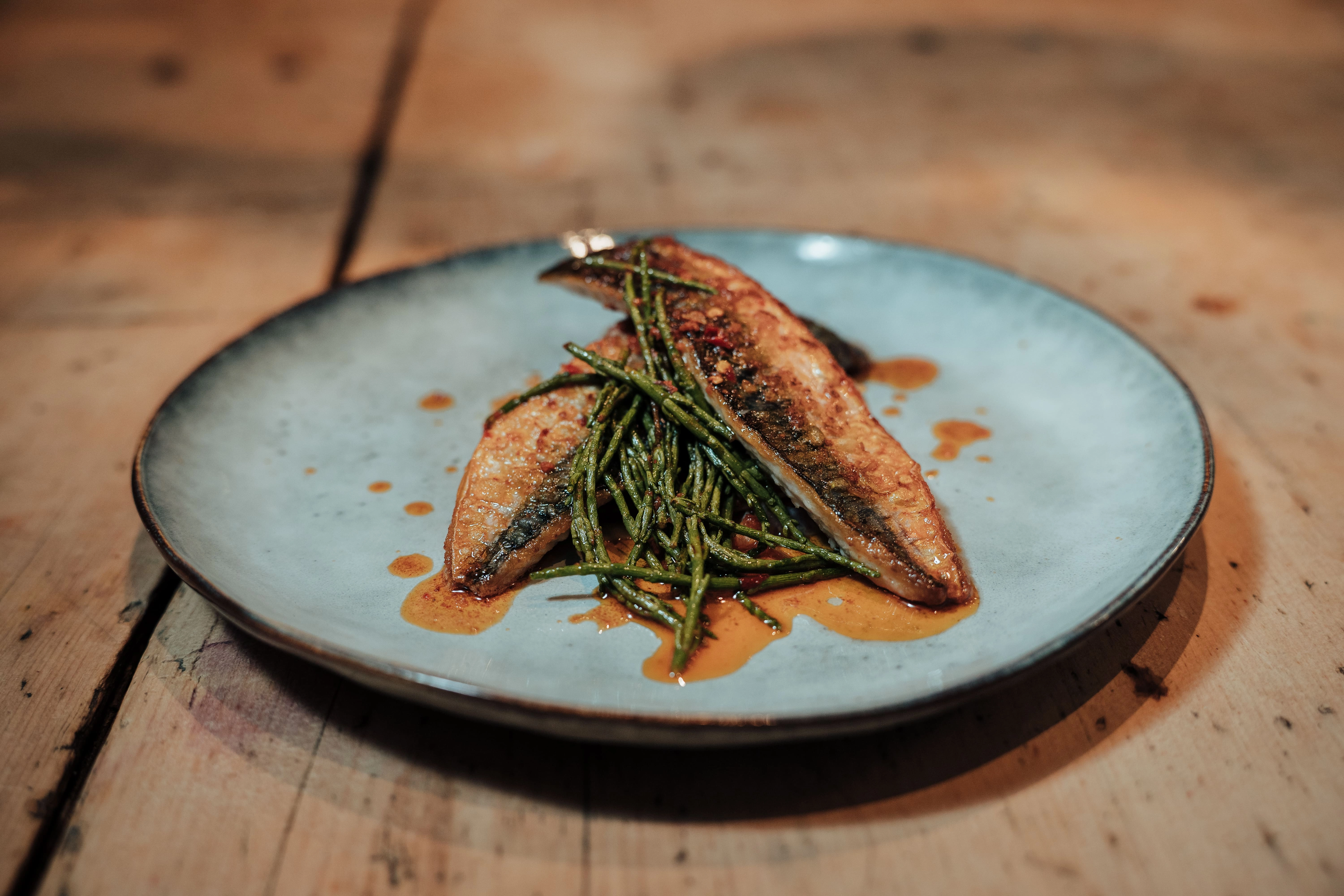Seared Mackerel Fillet, Shaved Fennel, Samphire, Nduja Butter