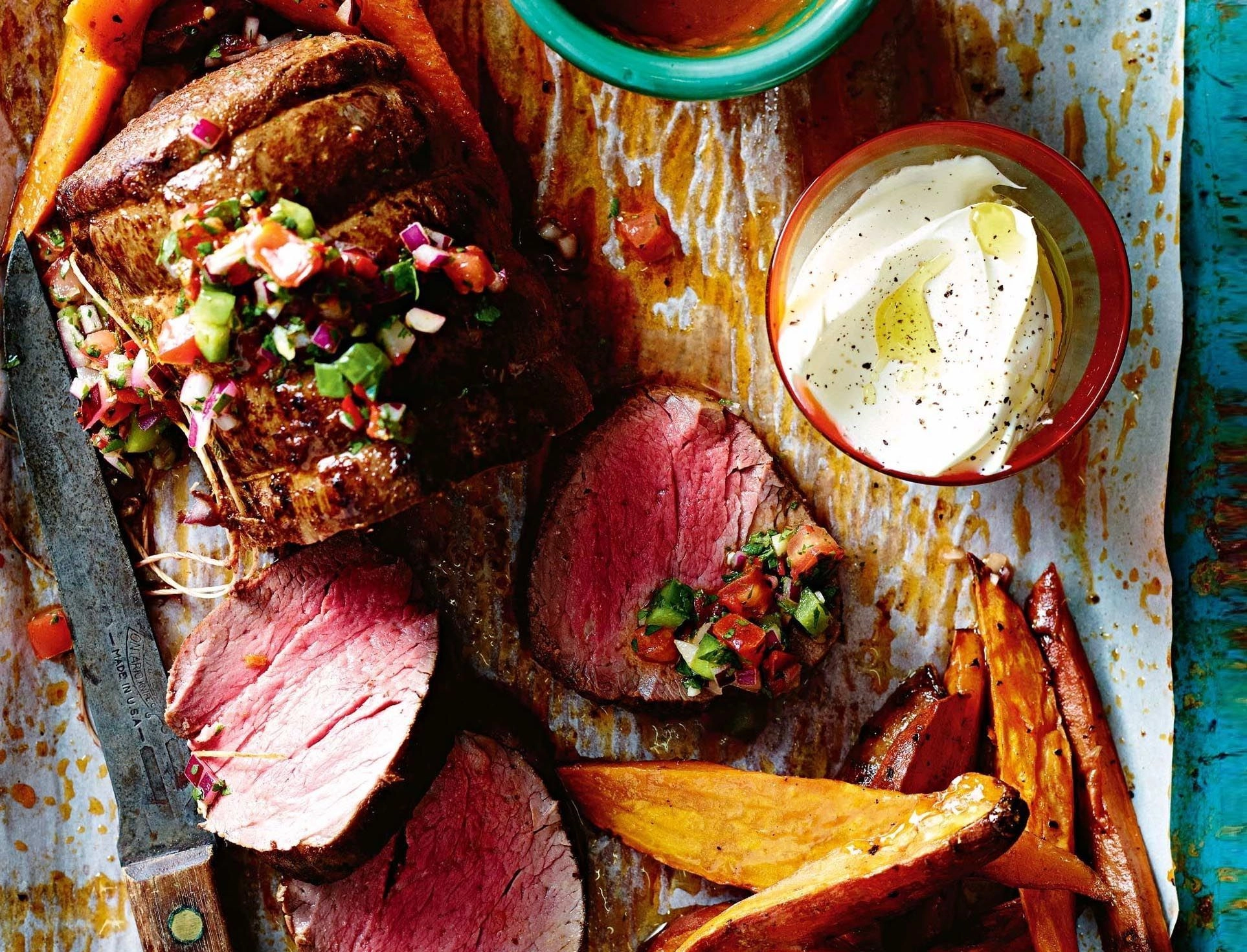 Mexican Roast Beef With Hot Sauce And Spicy Sweet Potato Wedges